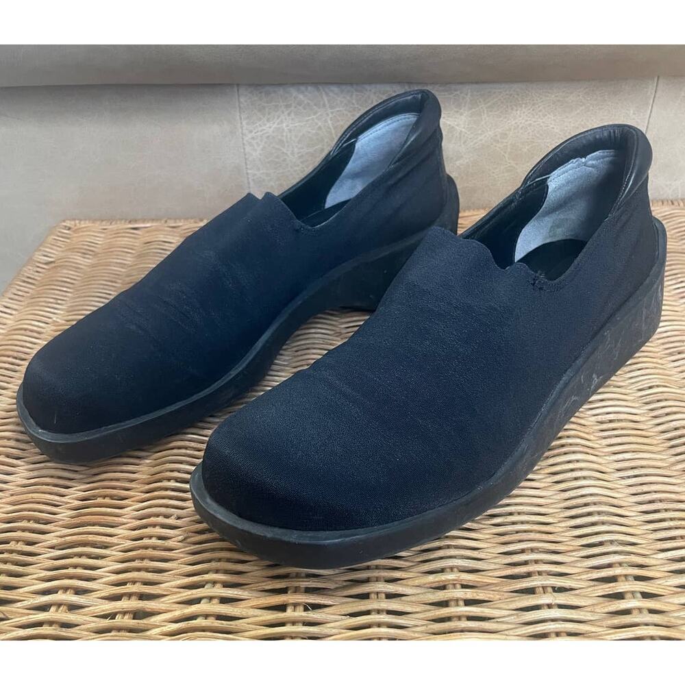 Donald J Pliner Black Stretch Fabric Loafers Wedge Slip On Comfort Women 9